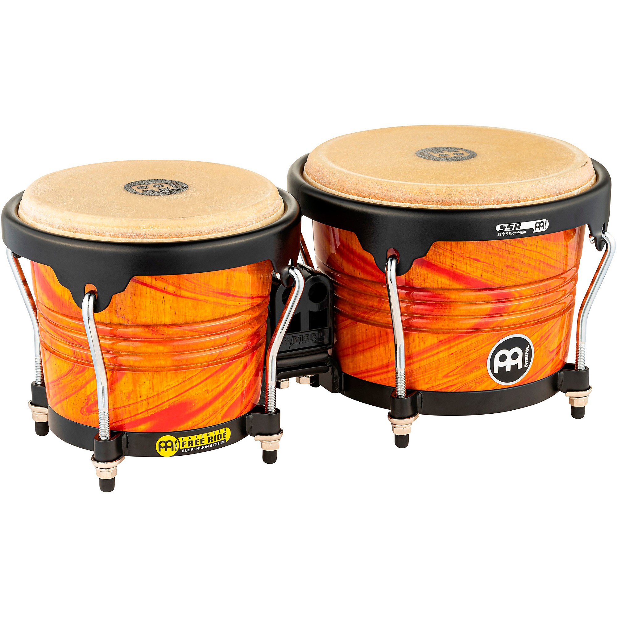 MEINL Free Ride Designer Series Wood Bongo Set Amber Flame 6-3/4