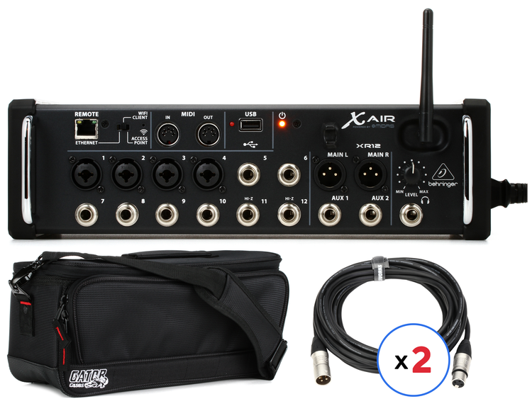Behringer X Air XR12 Digital Mixer with Case and Cables | Sweetwater