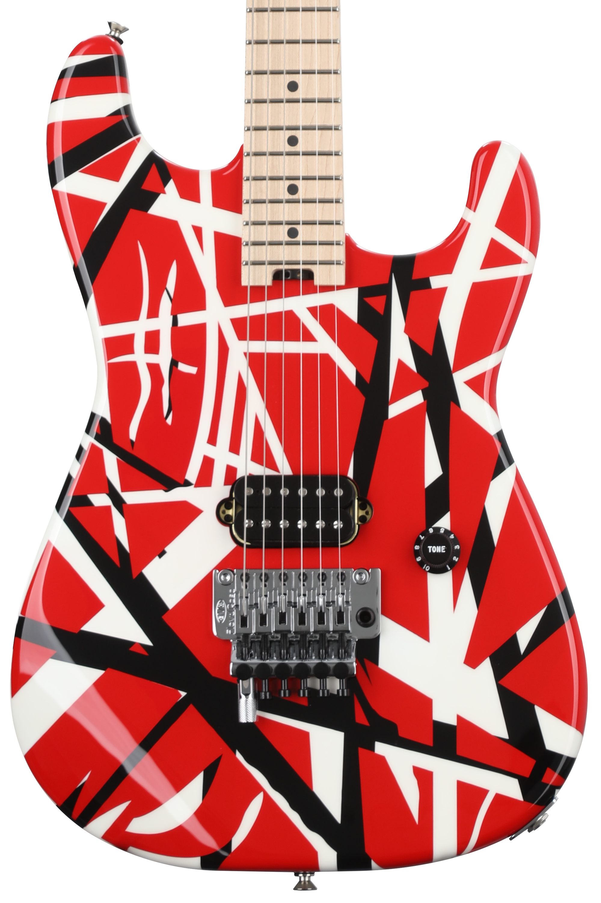 EVH Striped Series - Red with Black and White Stripes | Sweetwater