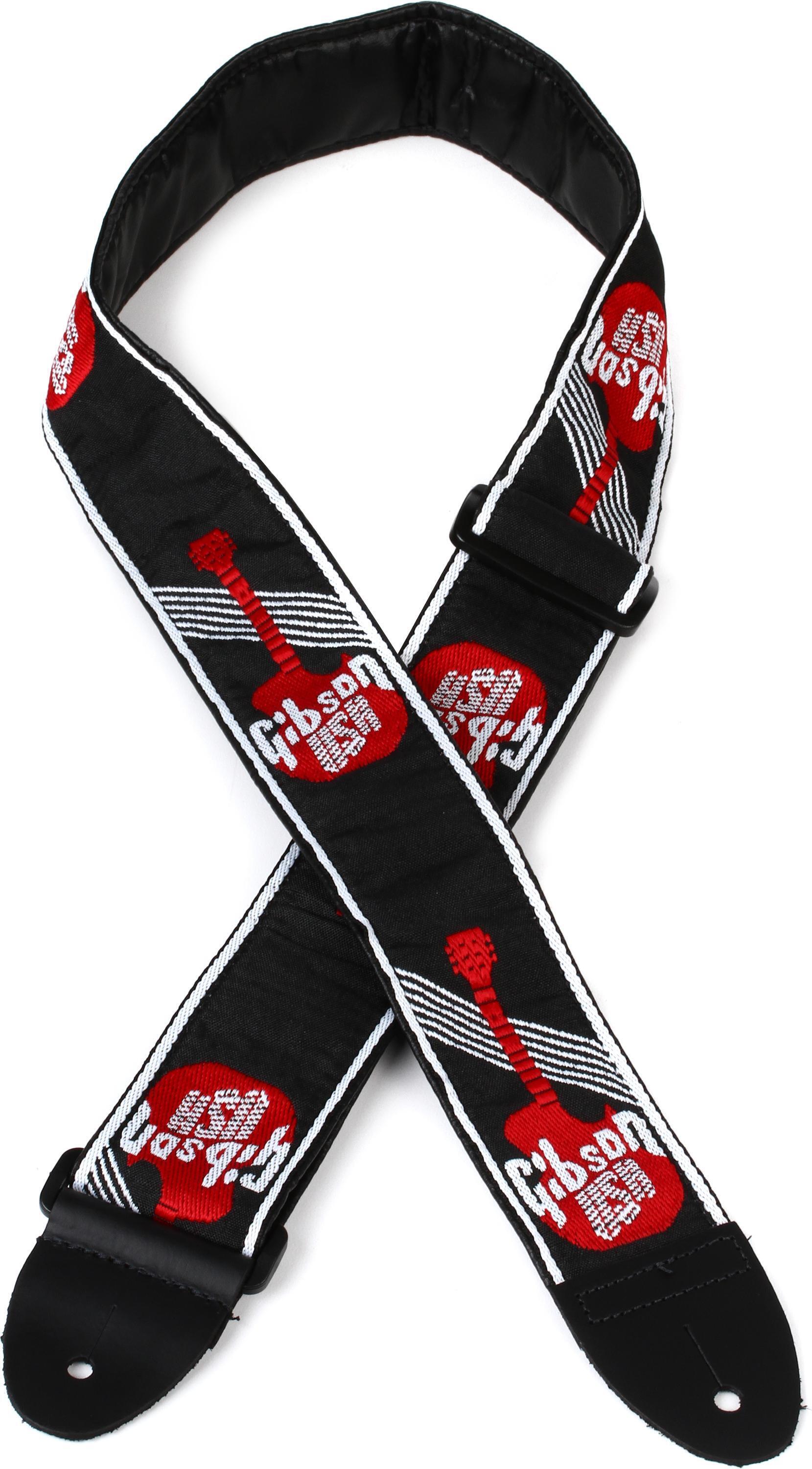 Gibson Accessories 2-inch Woven Guitar Logo Strap - Red | Sweetwater