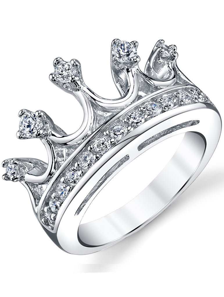 Women's 925 Sterling Silver Princess Crown Tiara Cubic Zirconia