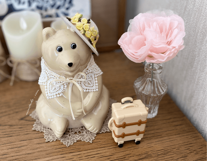 100均】しろくま貯金箱の着せ替え100均プチハンドメイド【セリア編