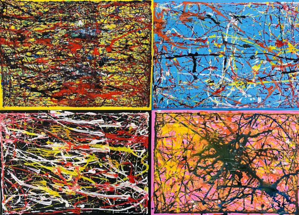 ジャクソン・ポロック風の作品をビー玉アートで！】親子のアート