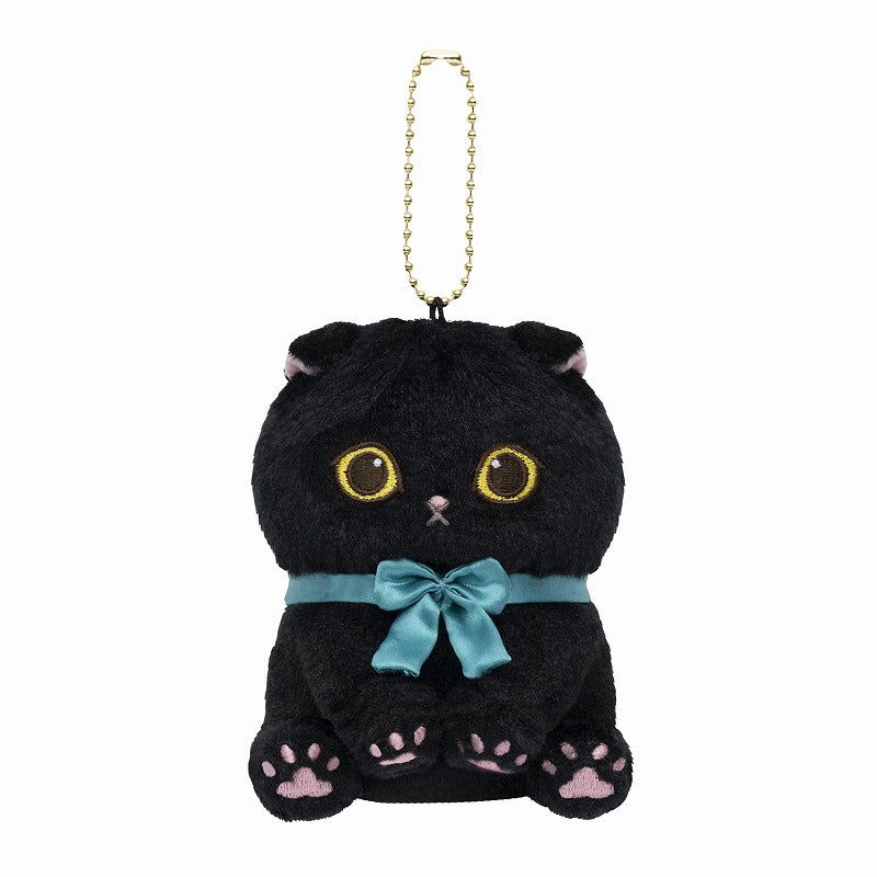 mofusand ちょこんとおすわり黒猫マスコット(青リボン) | mofusand