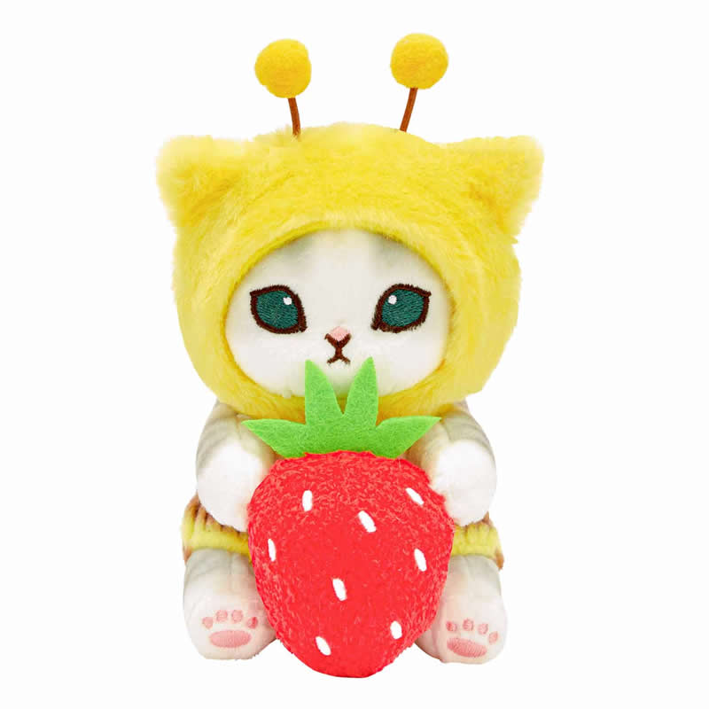 mofusand にゃんこが見守るデスクトップひっかけぬいぐるみ(黄はち
