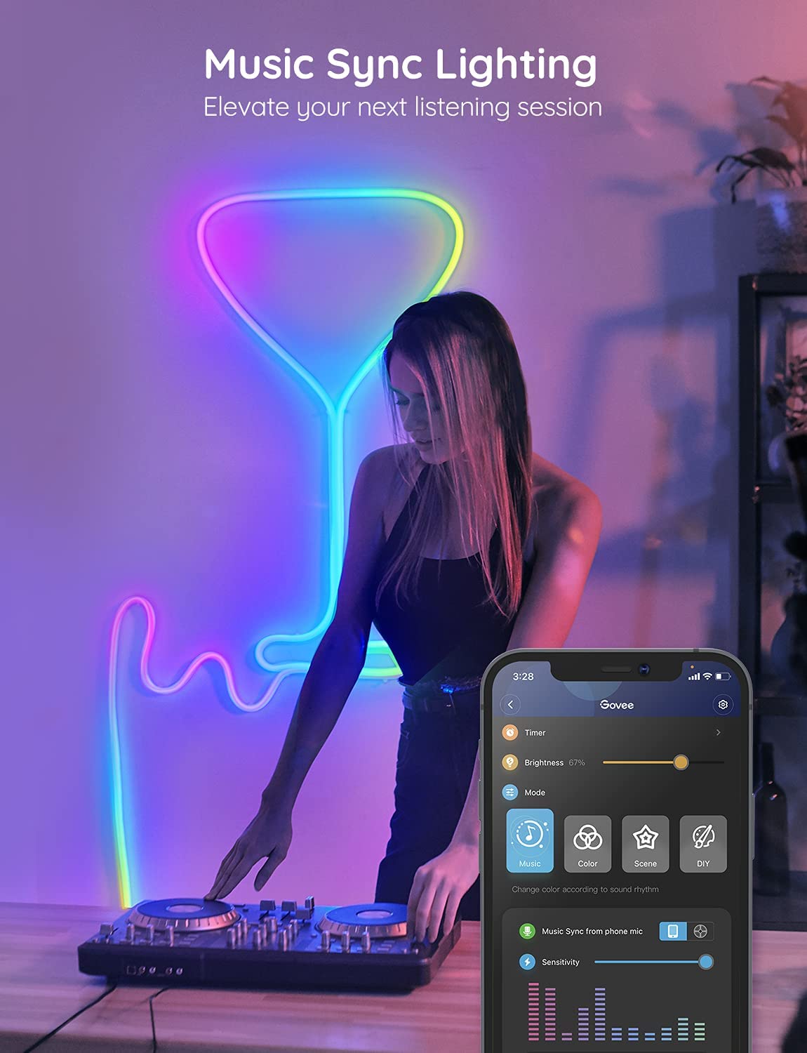 Govee Indoor 13.1-ft LED Multicolor Strip Light H61A3AD1 at Lowes.com