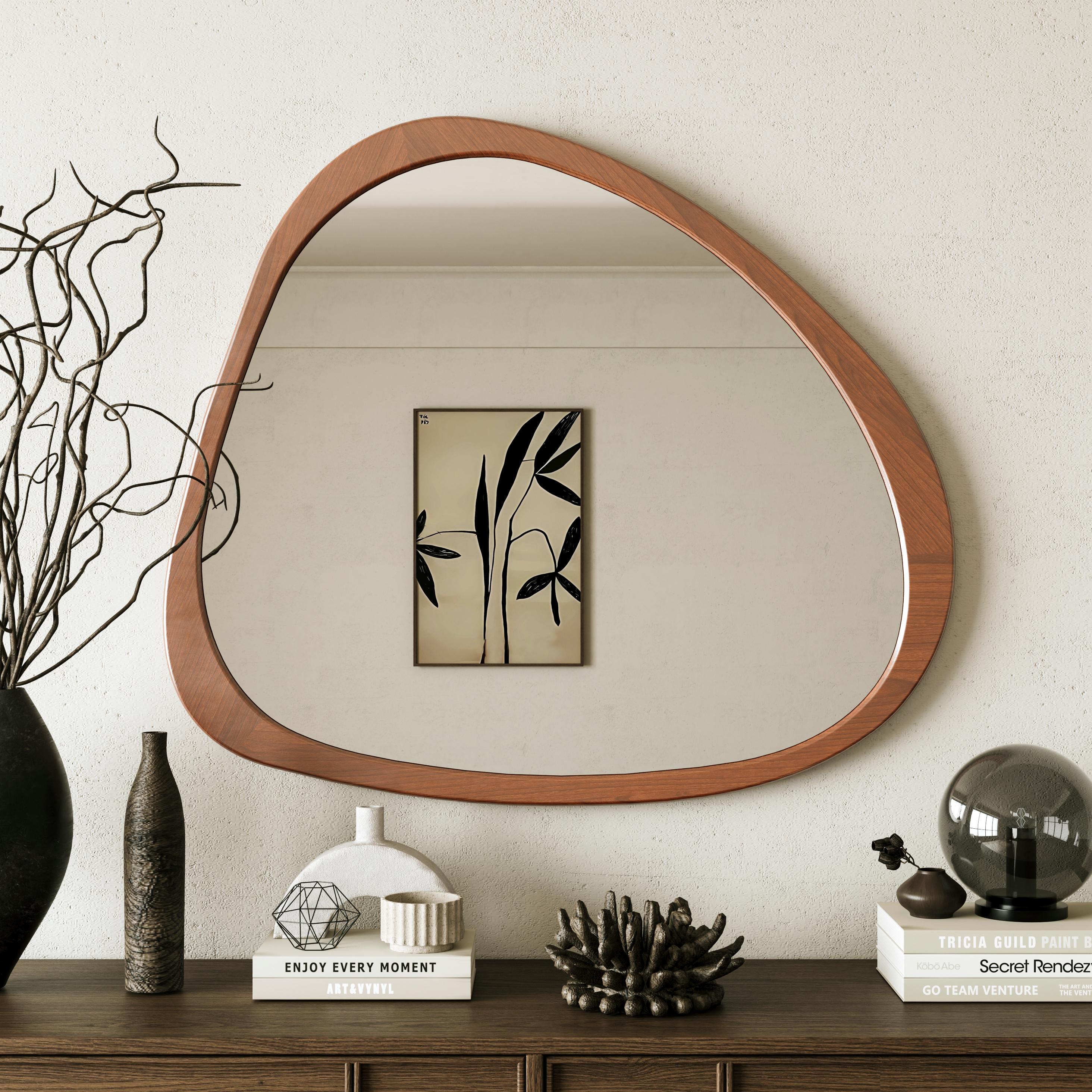 Bayfeve 44.9-in x 38.93-in Framed Irregular Bathroom Vanity Mirror