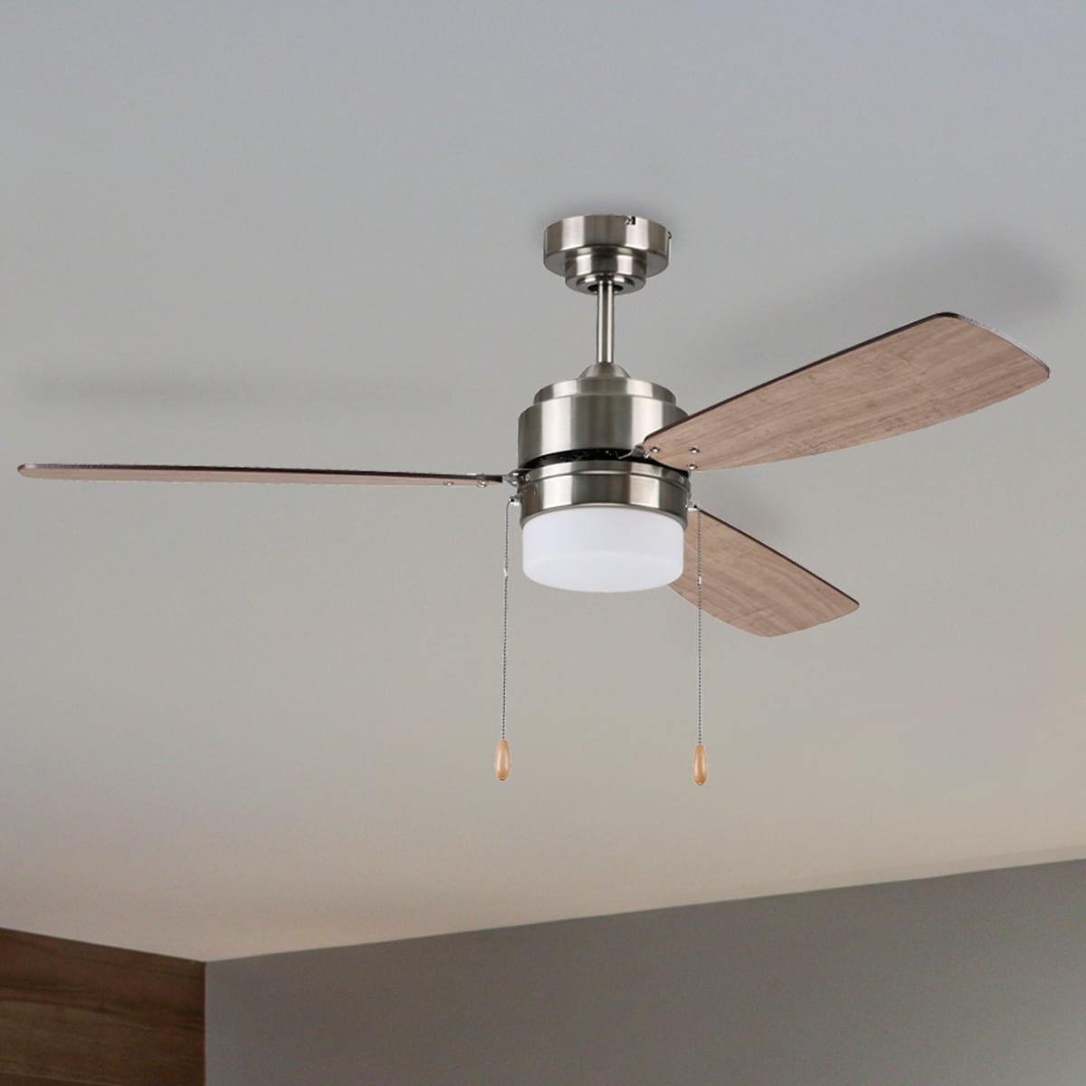 Litex Ausmus 52-in Brushed Nickel with Glazed Cherry/Driftwood