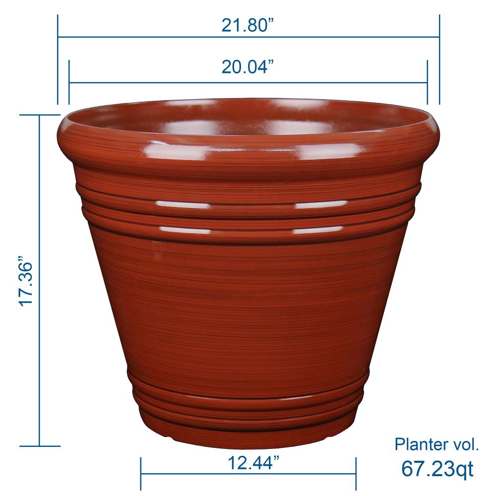 Style Selections Round 20.04-in W x 17.36-in H Red Resin Planter