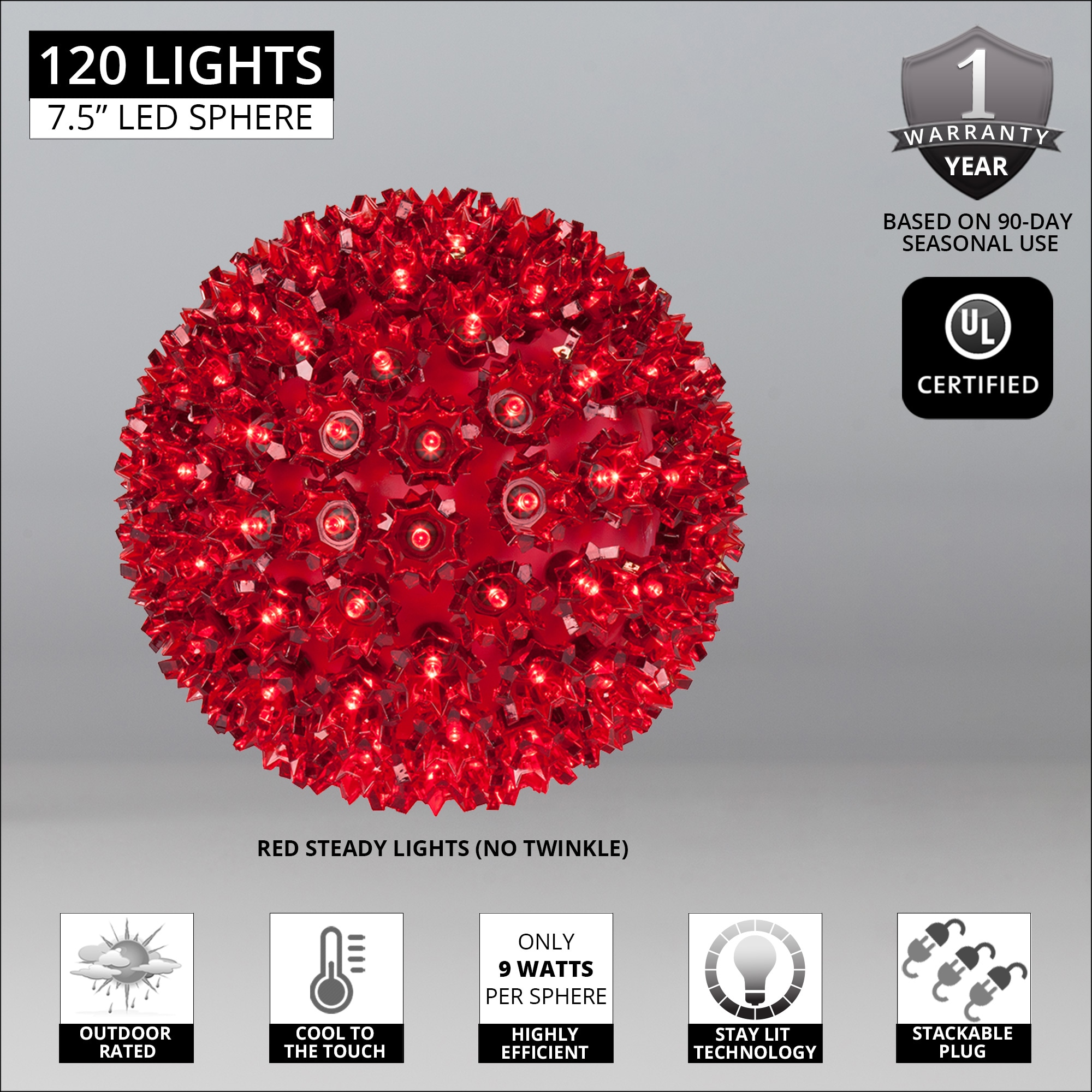 Wintergreen Lighting 7.5-in Hanging Sphere Ball Hanging Decoration