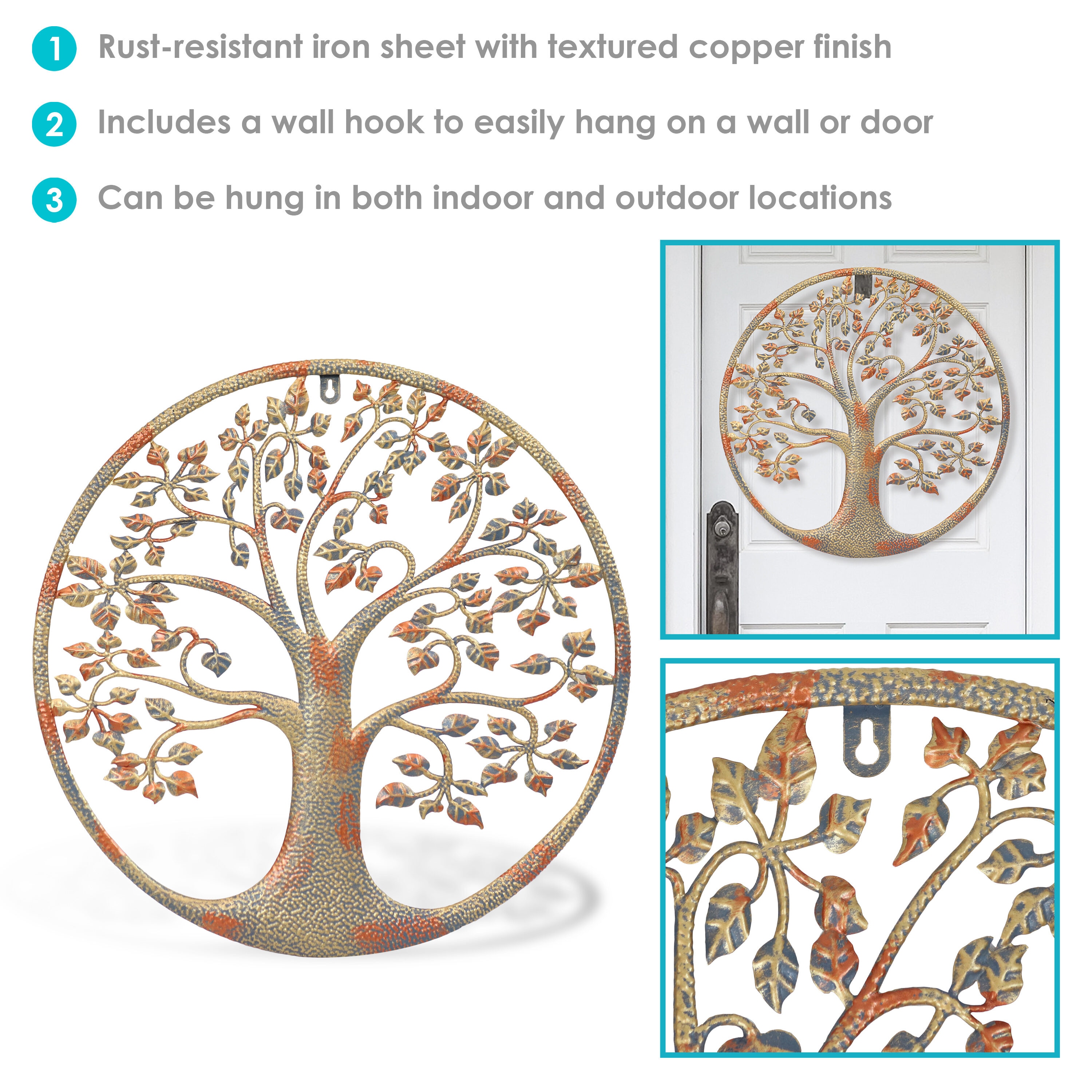 Sunnydaze Decor Tree Of Life Brown Metal 19.5-in H x 19.5-in W