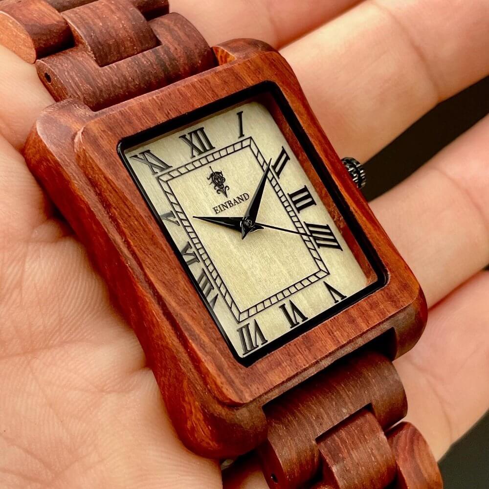 EINBAND アインバンド スクエア 木製 腕時計 メンズ 44×34mm クォーツ