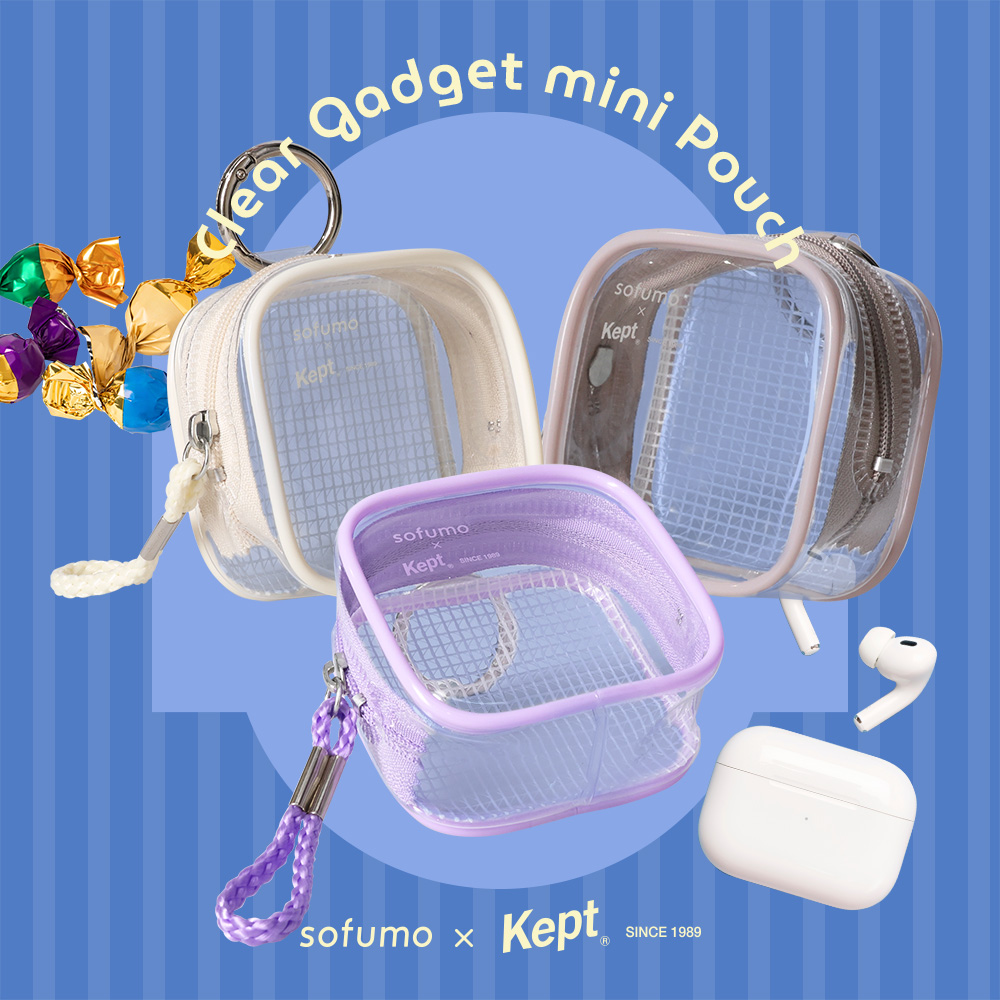 sofumo×Kept カラビナ付き ミニポーチ クリア 全3色（MOT-ACCPCH02