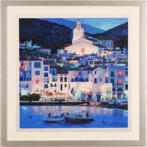 笹倉鉄平がシルクスクリーンの版画で制作したスペインの風景画の絵画