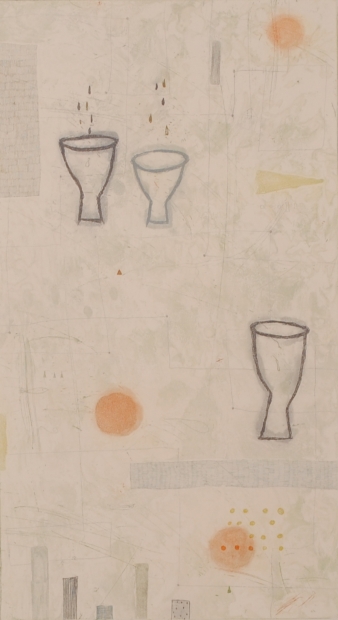 銅版画で岡田まりゑが制作した抽象画の銅版画「ちがう朝」を通販で販売