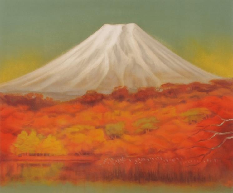 奥田元宋の富士山の和の絵のリトグラフの版画「富嶽秋耀」を通販で販売