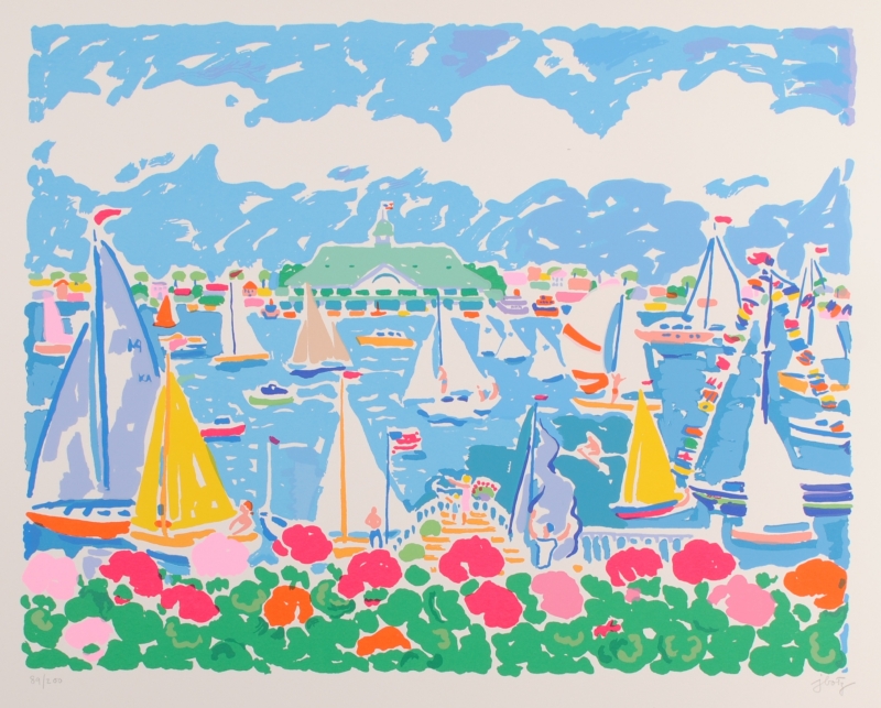 海の絵をシルクスクリーンの版画で制作したジョン・ボッツの海の絵