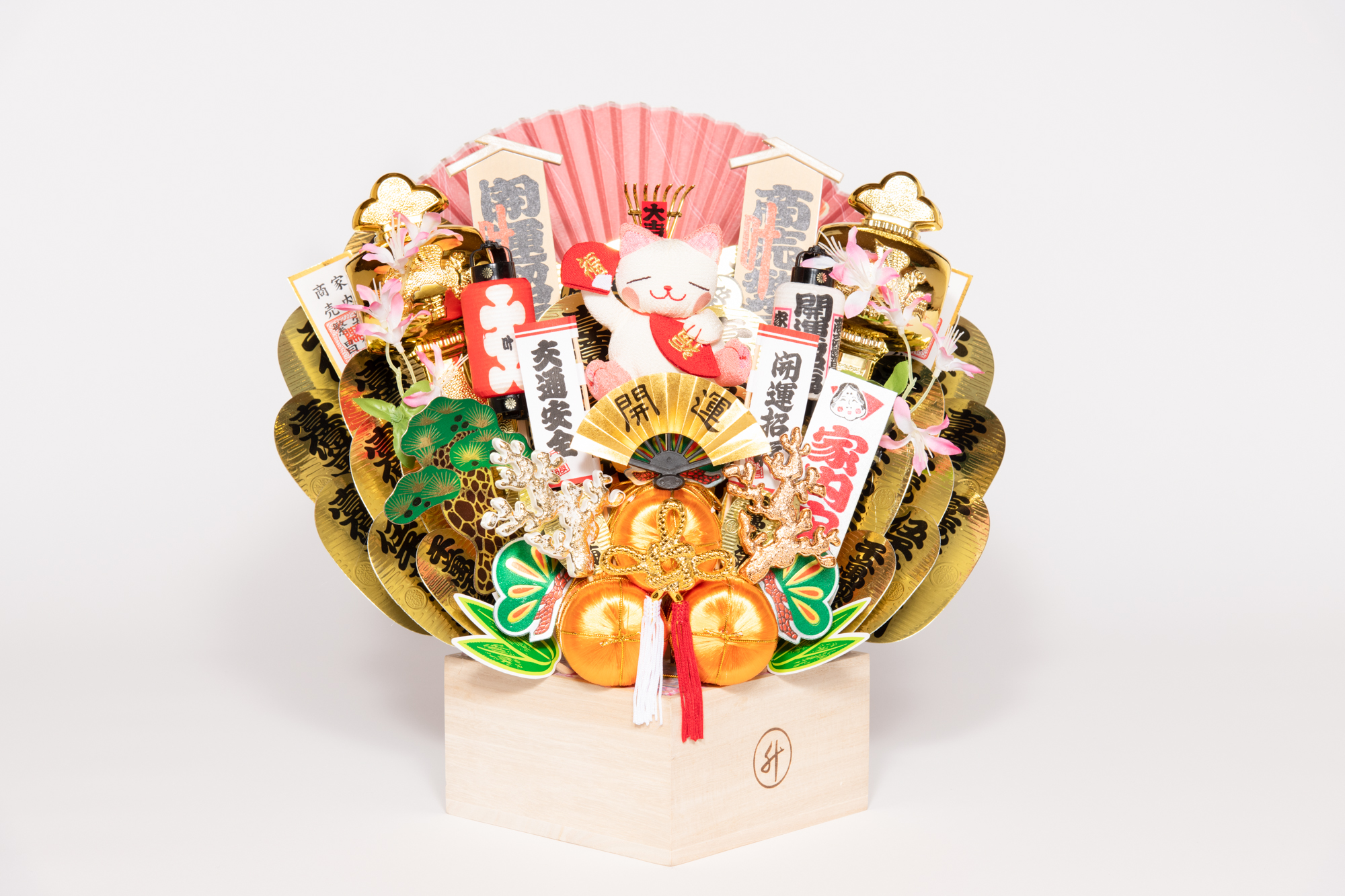 1升マス 猫 - 縁起物熊手 森戸商店
