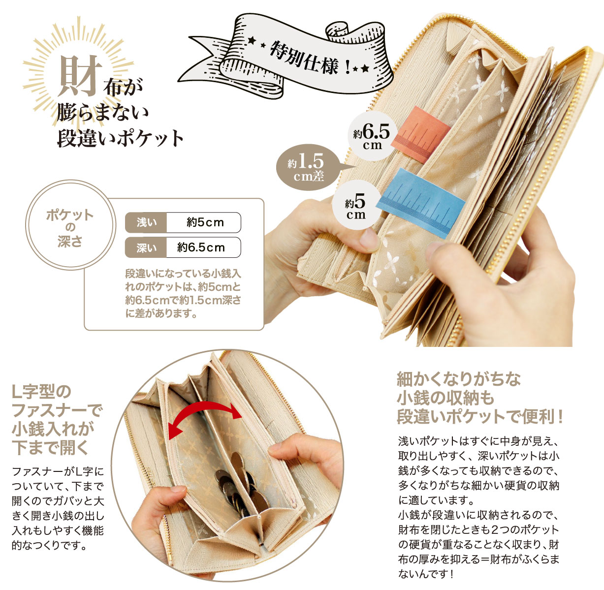 L字ファスナーハニーセル長財布| リサッカ |革製品CYPRIS（キプリス