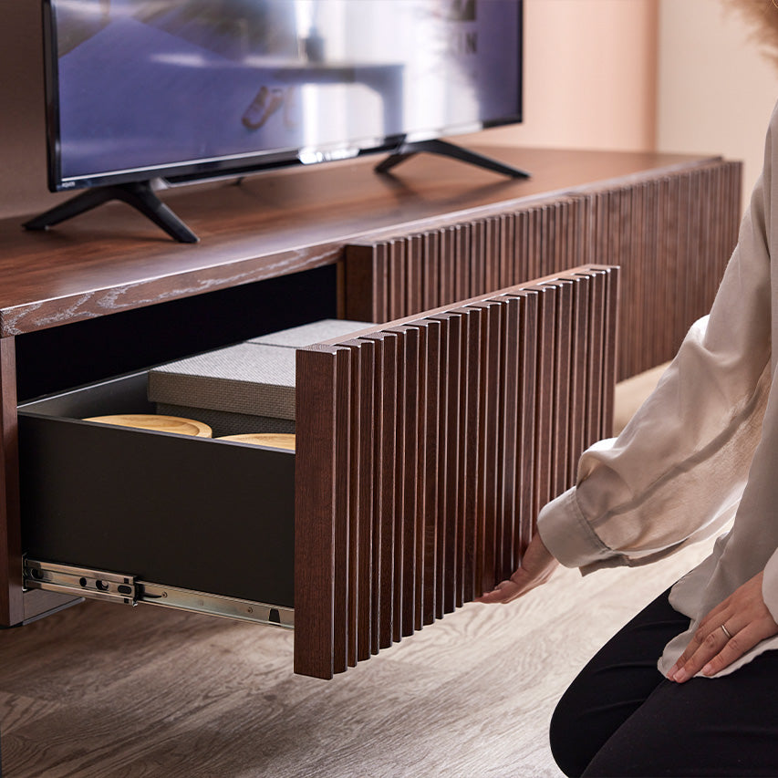 大川家具 モーブル TVボード 幅180cm ｜ オーク無垢材の縦格子が美しい