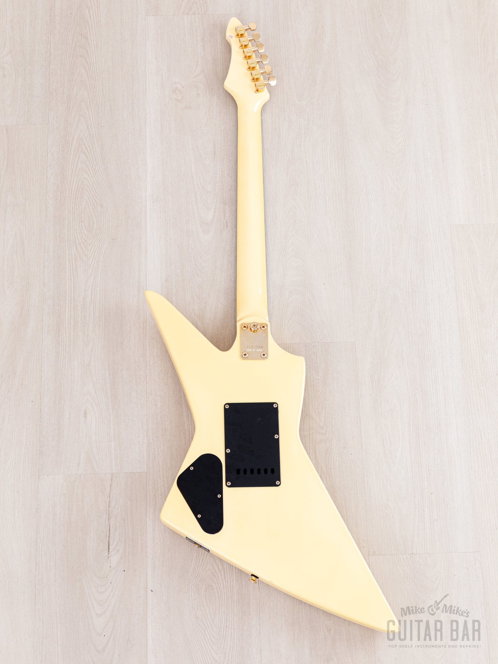 1983 Aria Pro II ZZ Deluxe Explorer White/Thunderbolt w/ Gold Hardware