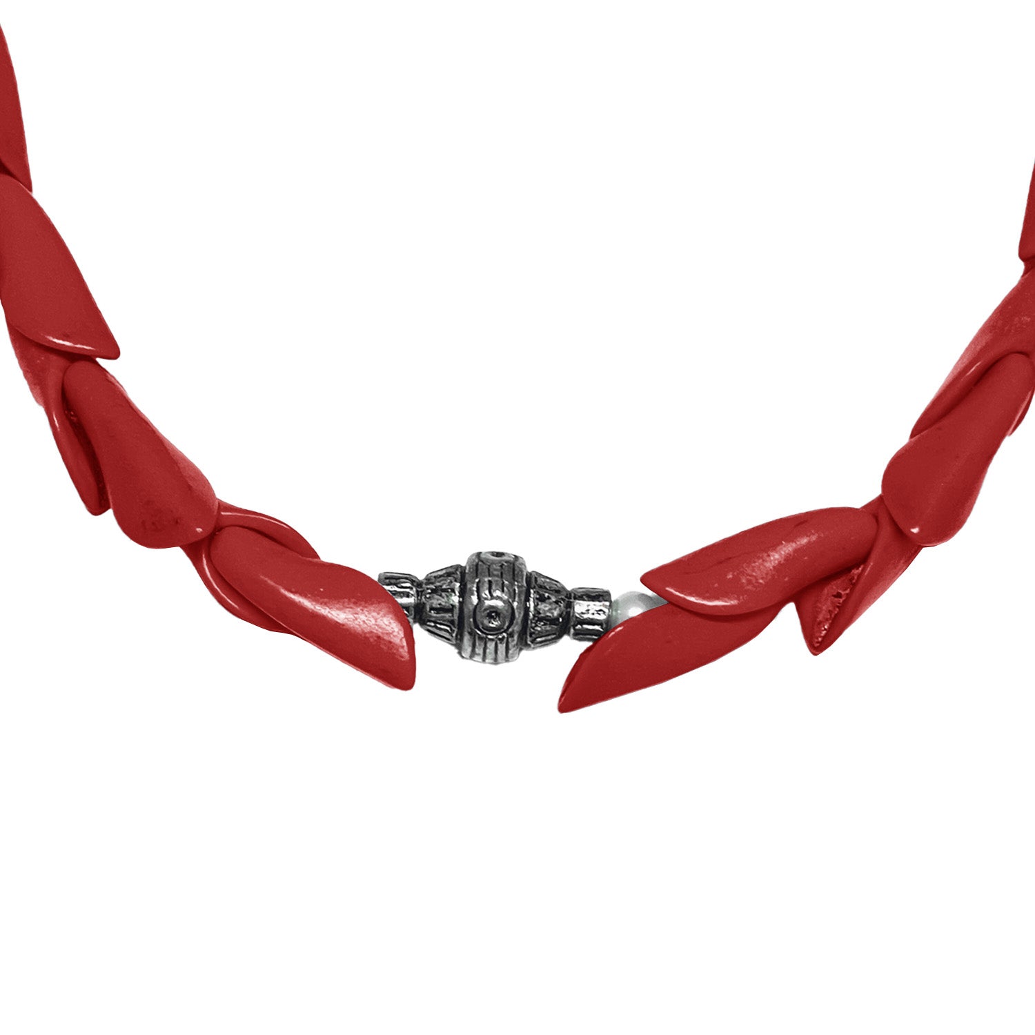 GARA -【FISH BONE NECKLACE(RED)】ガラ ビーズ ネックレス ターコイズ