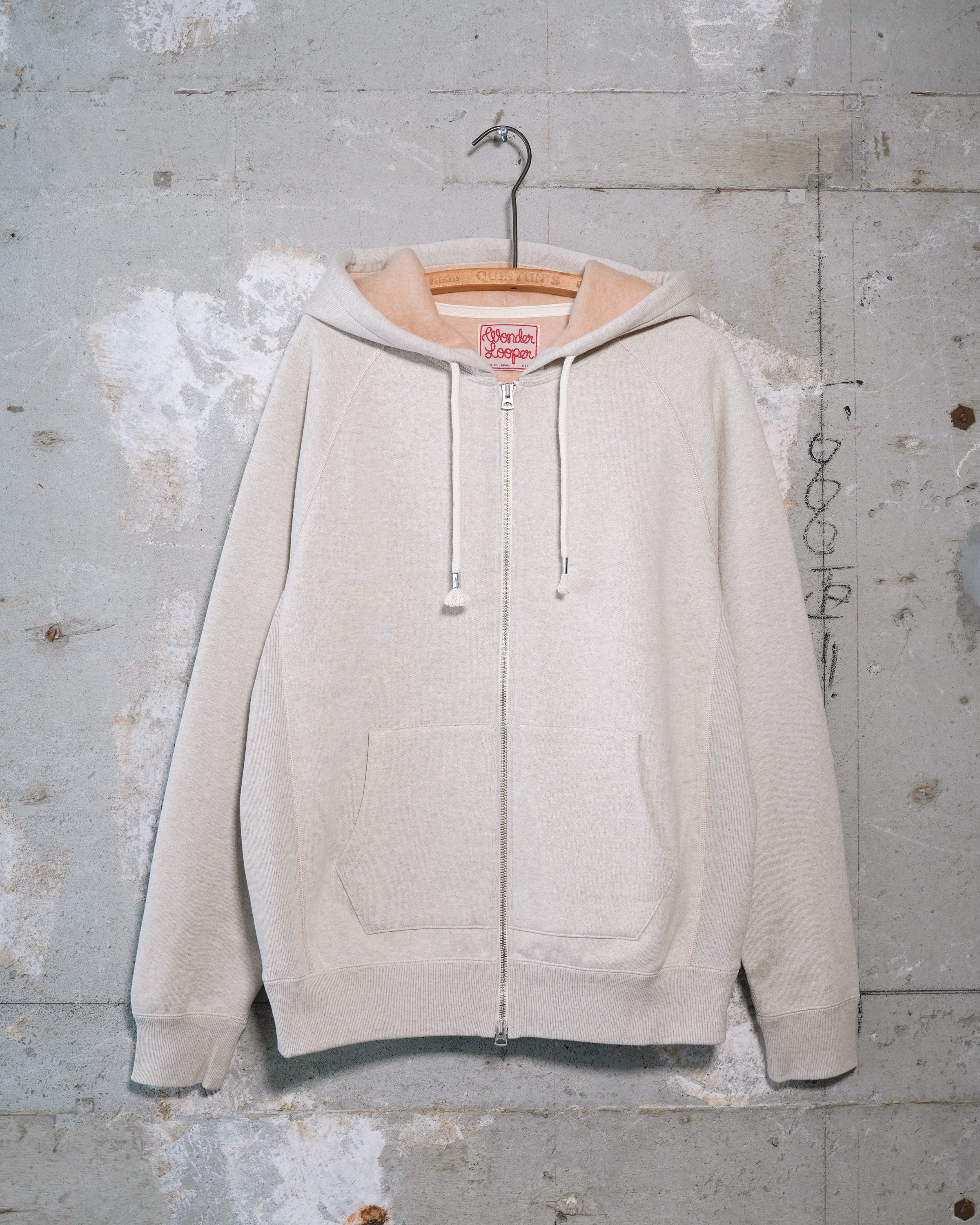 Zip Hoodie - Fleeced Foxfibre® - Oatmeal | Wonder Looper
