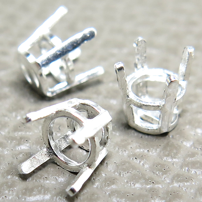 シルバー 石座・石枠・空枠 金具 パーツ ラウンド 5mm 4本爪 SV925