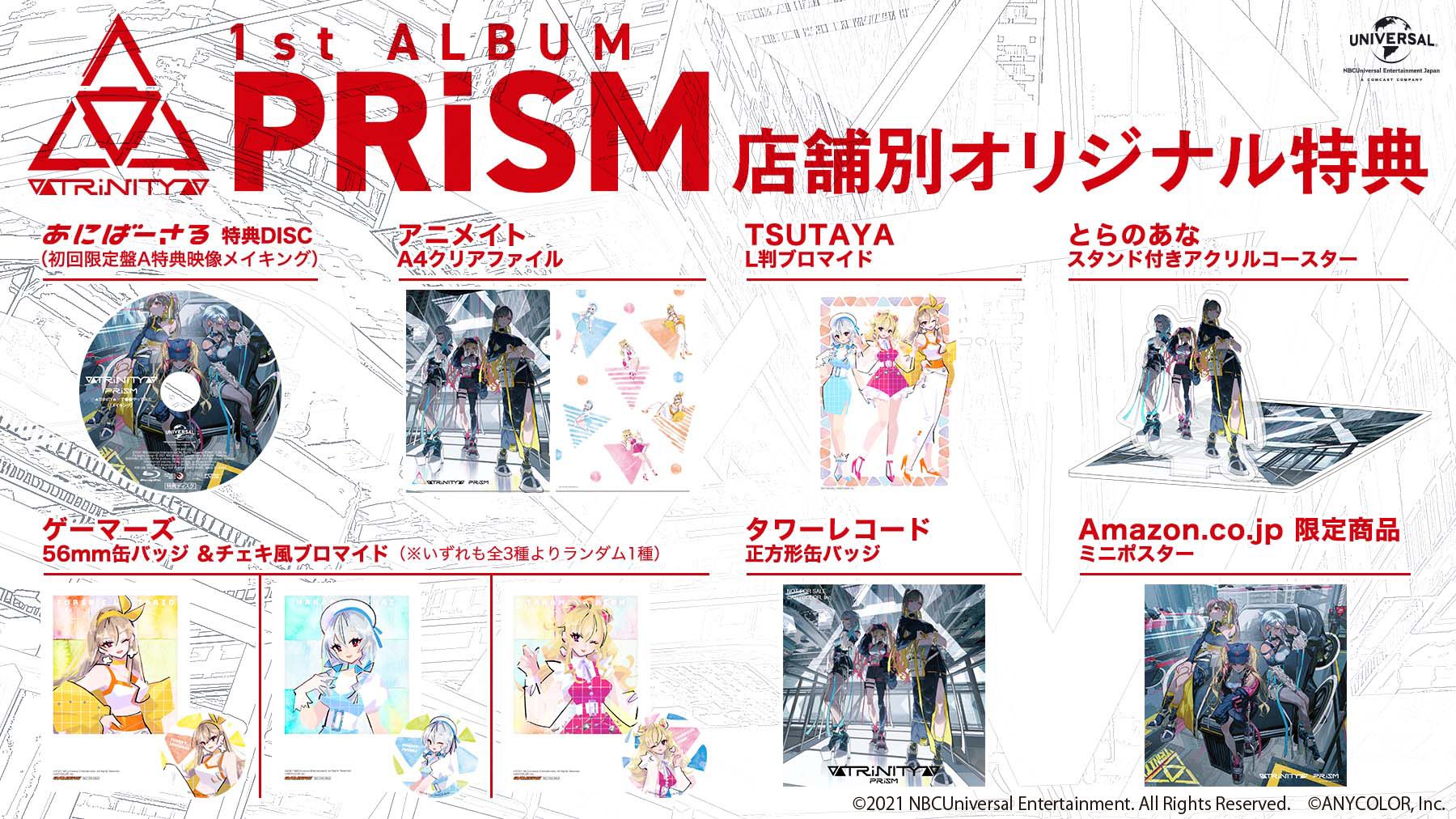 1st ALBUM「PRiSM」店舗別オリジナル特典デザイン公開！ -▽△TRiNITY