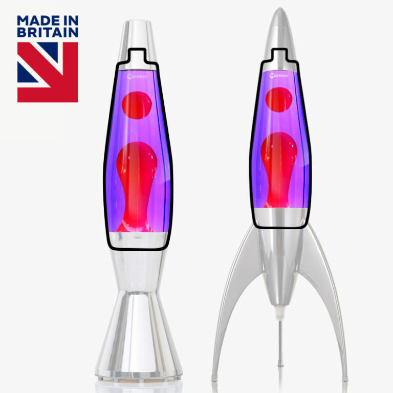 Mathmos Telstar, Astro Baby and Evo lava lamp bottle Violet Red