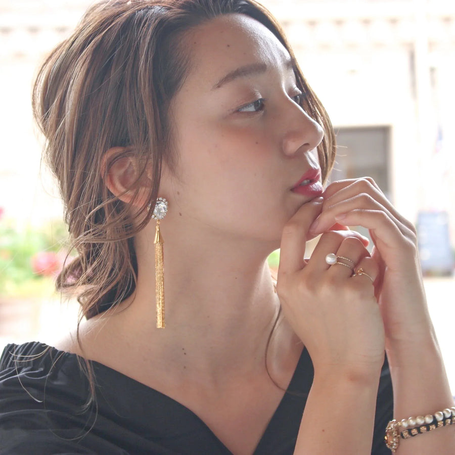 ジュエルロングタッセルピアス/イヤリング (クリスタル） – niita