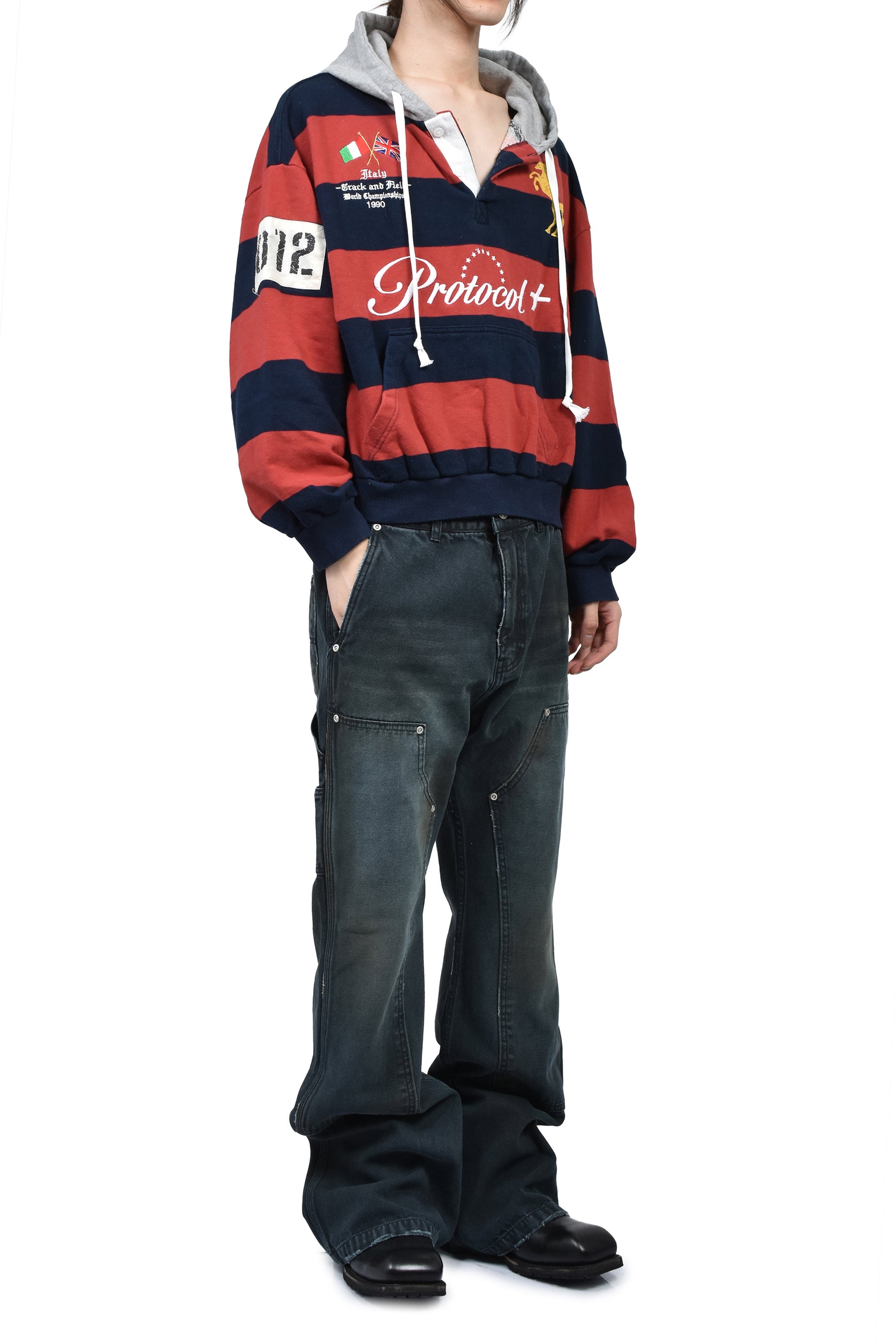 Protocol Index プロトコルインデックス FW25 STRIPE POLO HOODIE