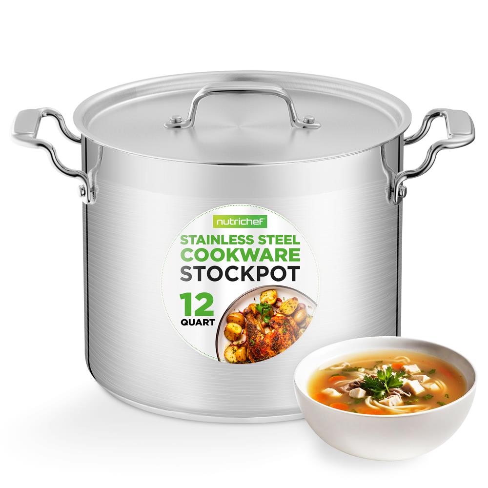 12-Quart Stockpot for Stew & Soup, Induction Compatible, Stainless