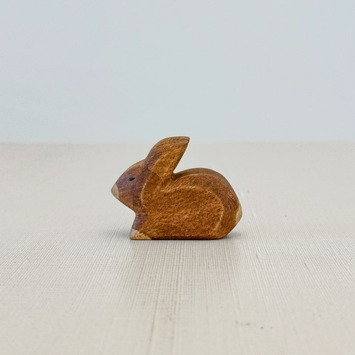 Small Rabbit Sitting - Hand Painted Wooden Animal - HolzWald — Oak