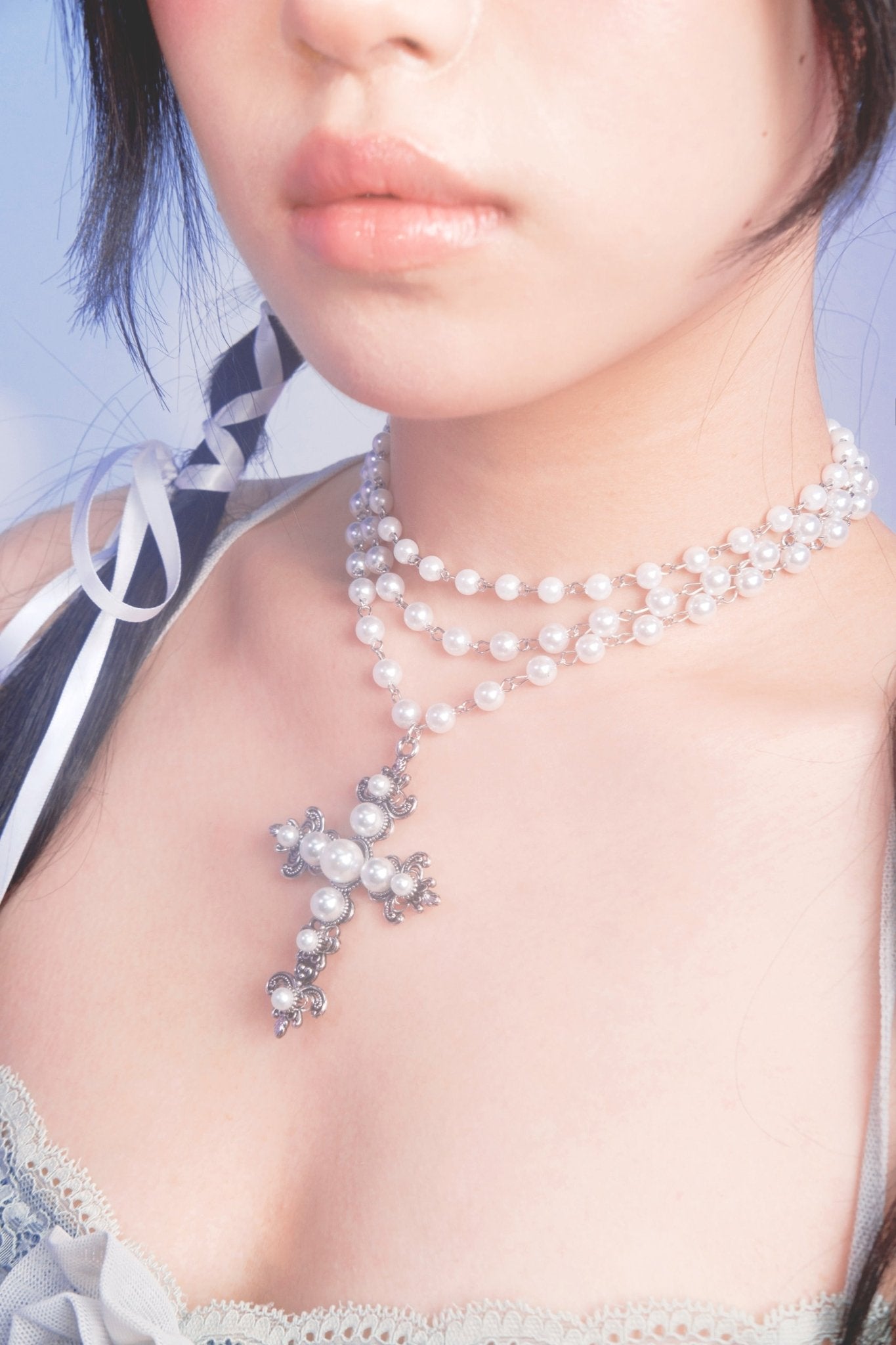 PEARL CROSS NECKLACE – OHTNYC