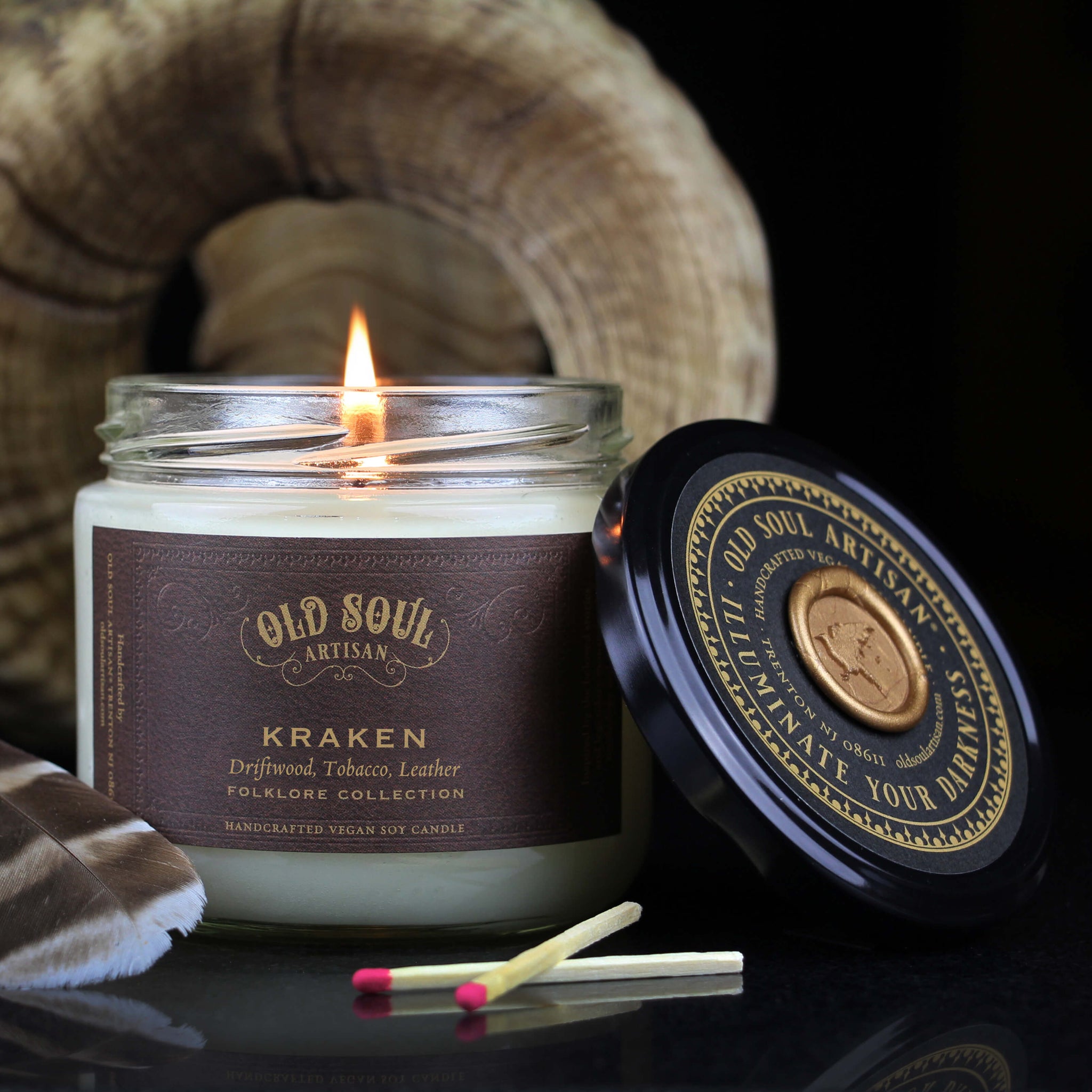 Kraken Soy Candle (driftwood, tobacco, leather) Scandinavian Sea
