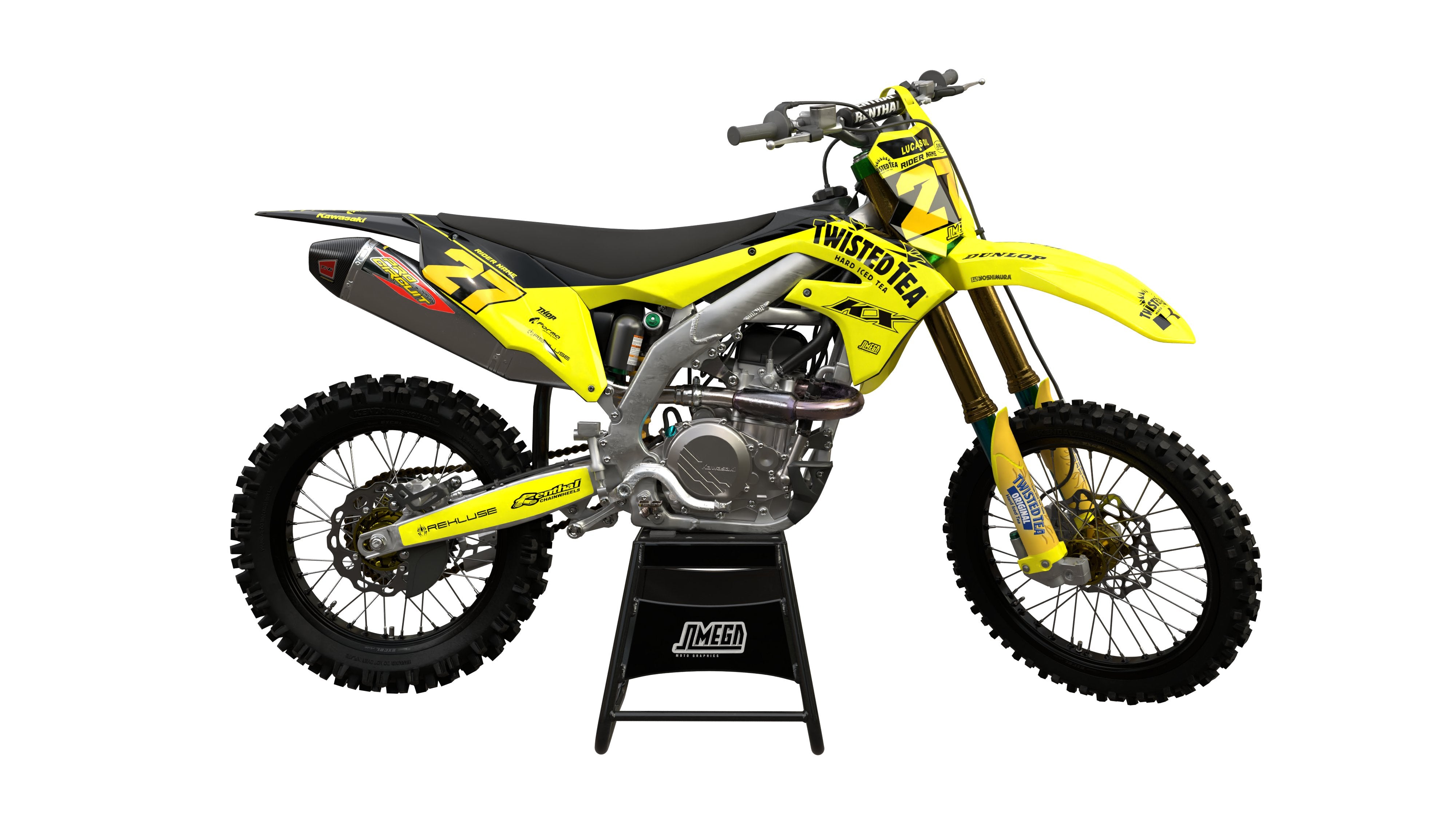 Kawasaki KX KXF Twisted Tea Replica Graphics Kit | Omega Moto Graphics
