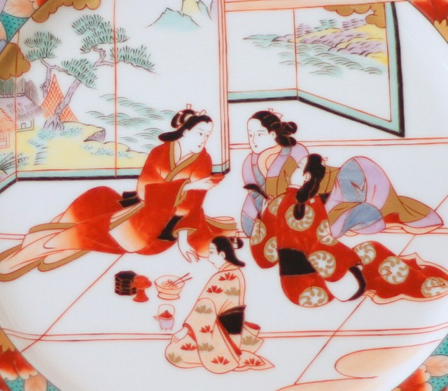 有田焼,飾り皿，インテリア，美人画（酒宴）|有田焼の老舗-香蘭社