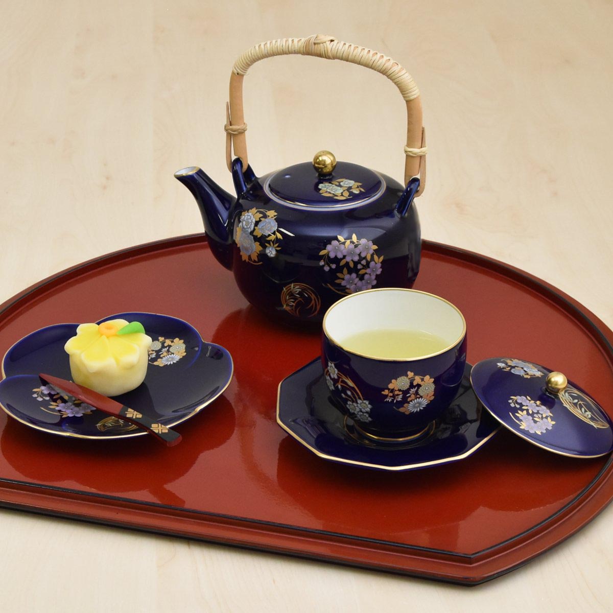 ルリ花丸紋）高級茶器セット（急須・湯のみセット）|有田焼の老舗