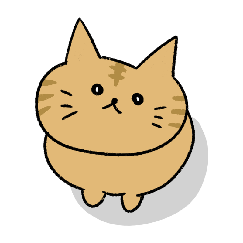 上から見た見上げる茶トラのネコのイラスト - ONWAイラスト