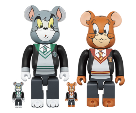 BE@RBRICK 100% & 400% Set of 2 Tom & Jerry in Hogwarts House Robes