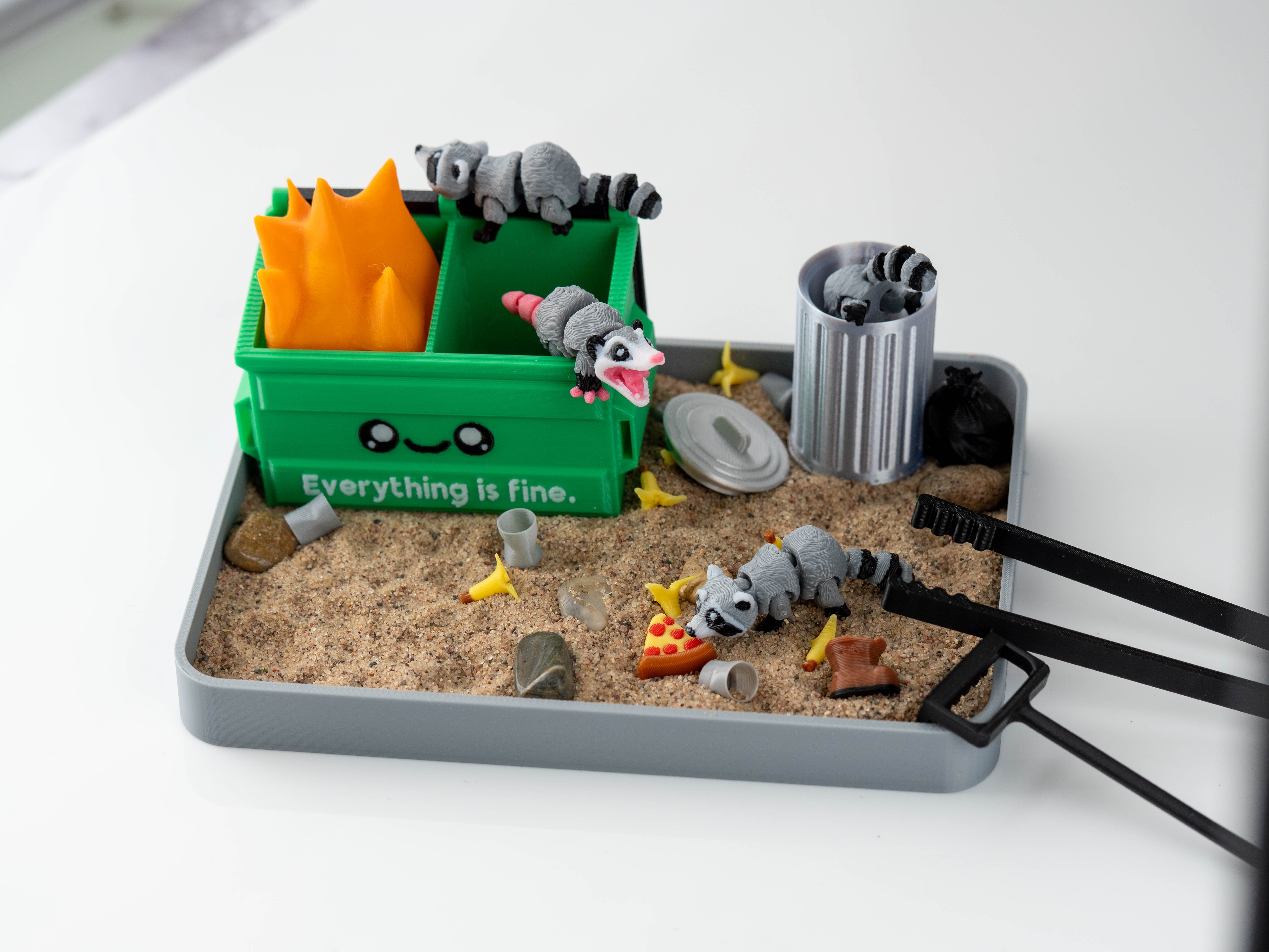Garbage Fire Zen Garden - Fidget Dumpster Sandbox - Cubicle Decor