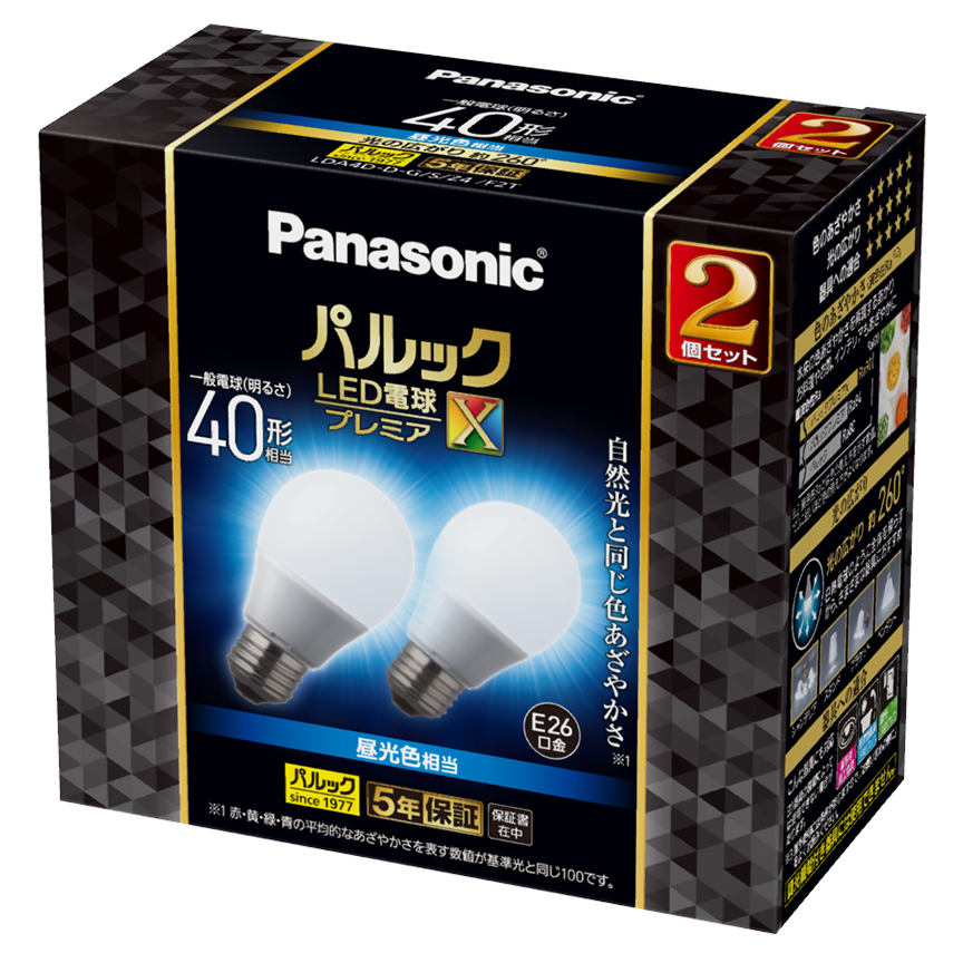 概要 パルック LED電球 プレミアX 4.4W 2個入（昼光色相当