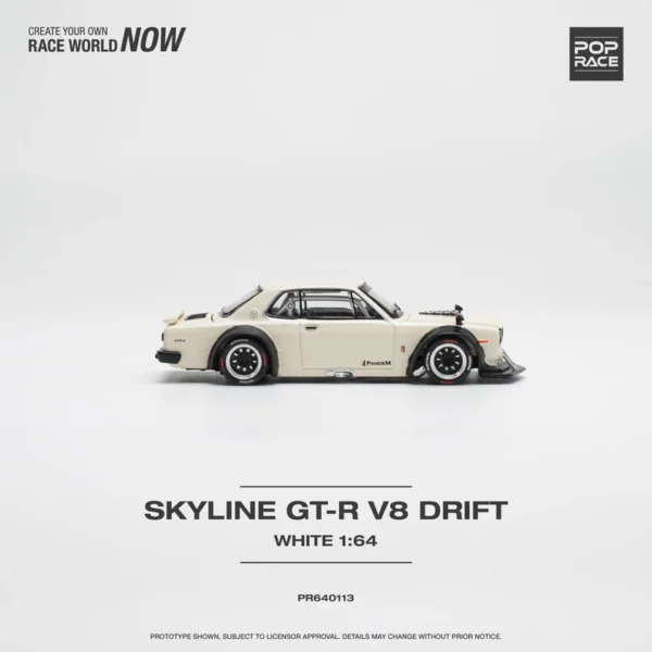 Pop Race 1:64 Nissan Skyline GT-R V8 Drift (Hakosuka) White