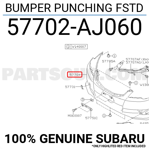 BUMPER PUNCHING FSTD 57702AJ060 | Subaru Parts | PartSouq