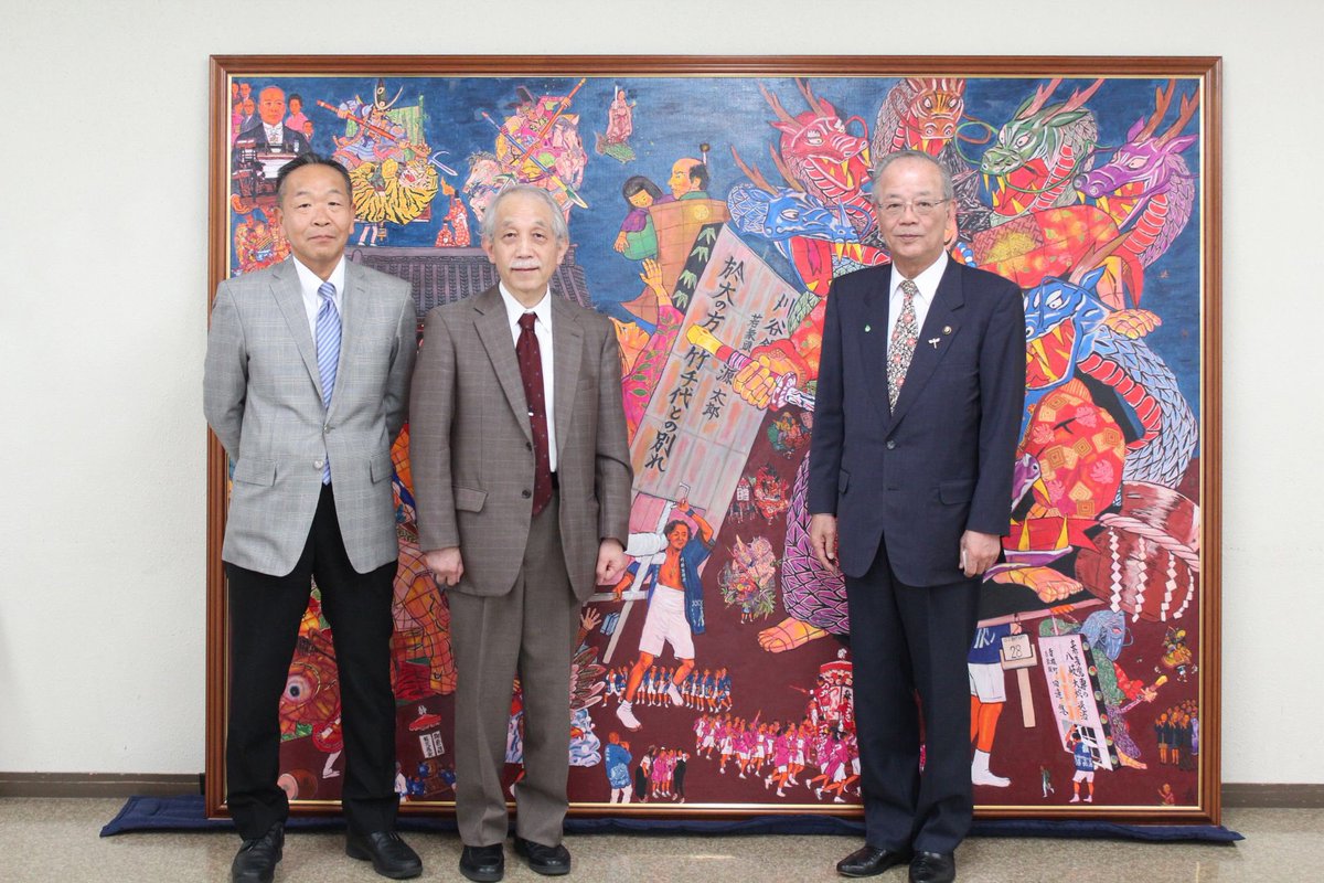 県の無形民俗文化財「万燈祭」を描いた斎藤吾朗氏の油絵《三河刈谷の万