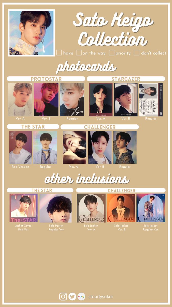 JO1トレカ リスト JO1 PHOTOCARD / ALBUM INCLUSIONS TEMPLATE Kono