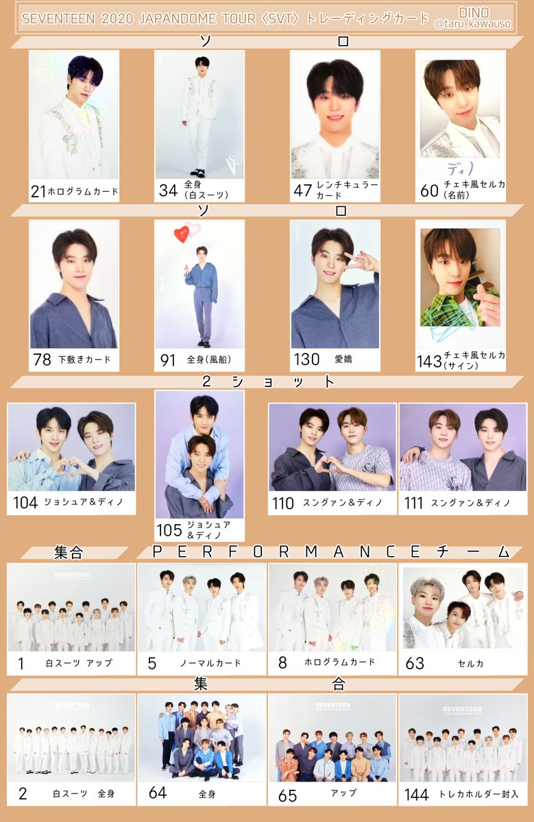 SEVENTEEN セブチ 2020 JAPANDOME TOUR SVT ドームツアートレカ一覧