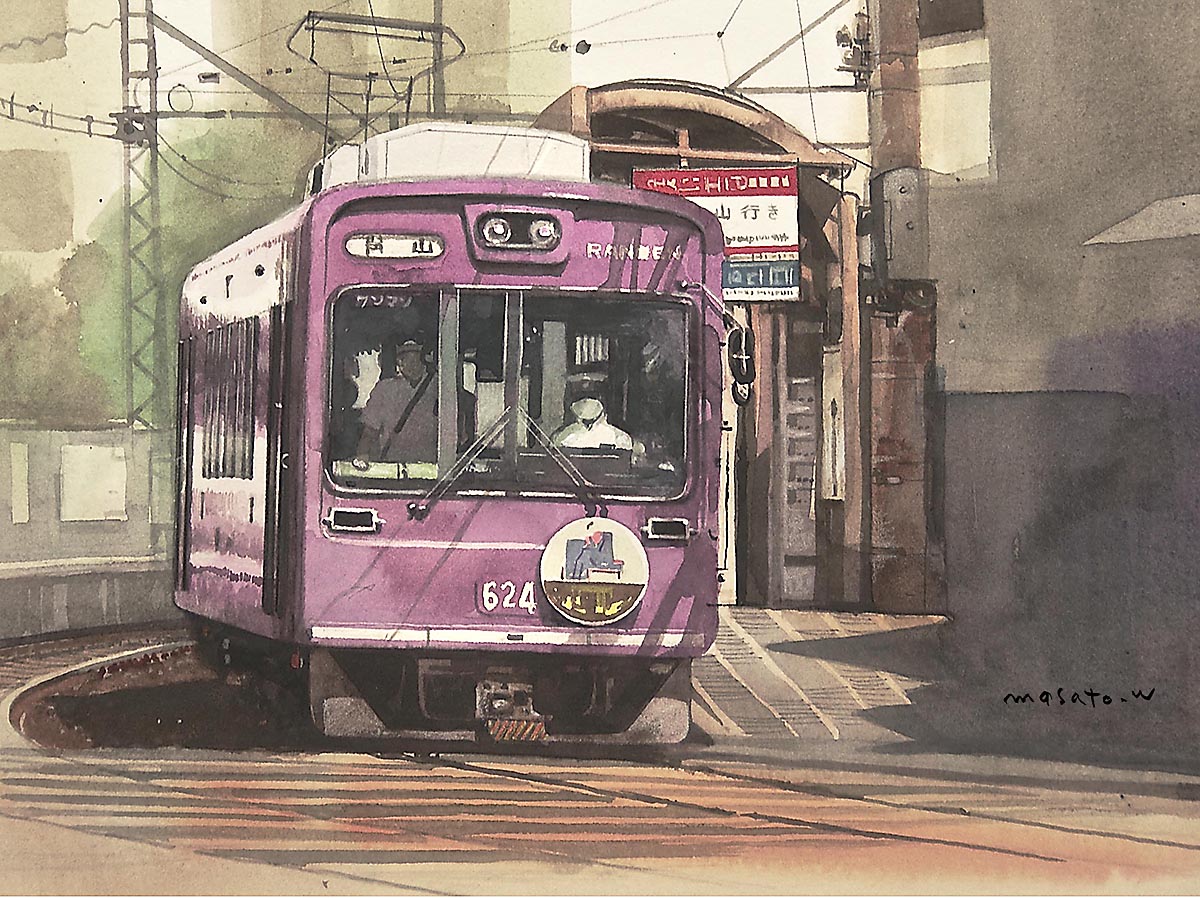 2013年 [嵐電] 40×13cm #watercolor 描いて見ようと思ったものは