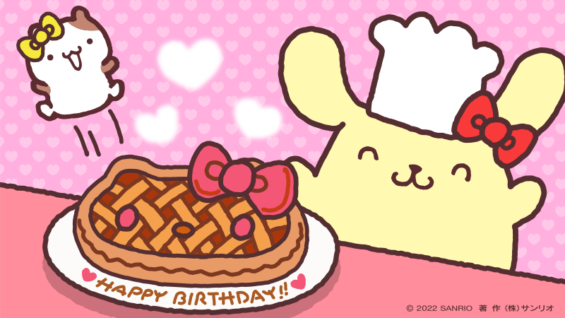 キティちゃん、お誕生日おめでとう！ かわいいリンゴパイが完成したよ
